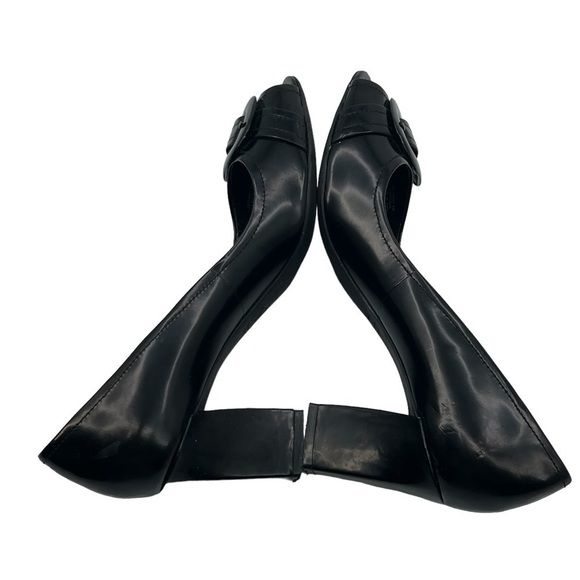 Franco Sarto Black The Artist’s Collection Natalia Buckle Peep Toe Heels Size 8 - Picture 5 of 11
